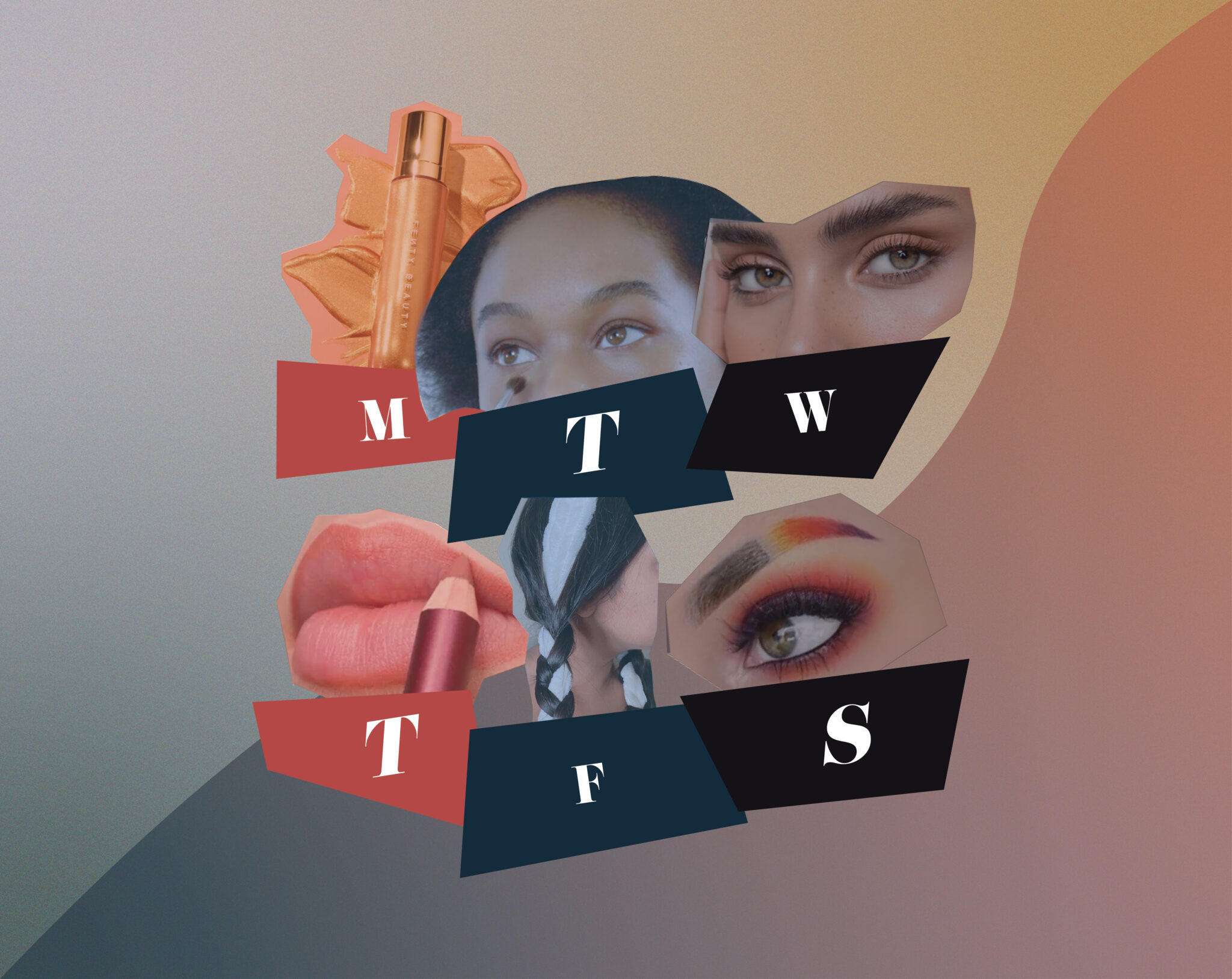 A collage of six popular TikTok beauty hacks, accompanied by labels for the days of the week.