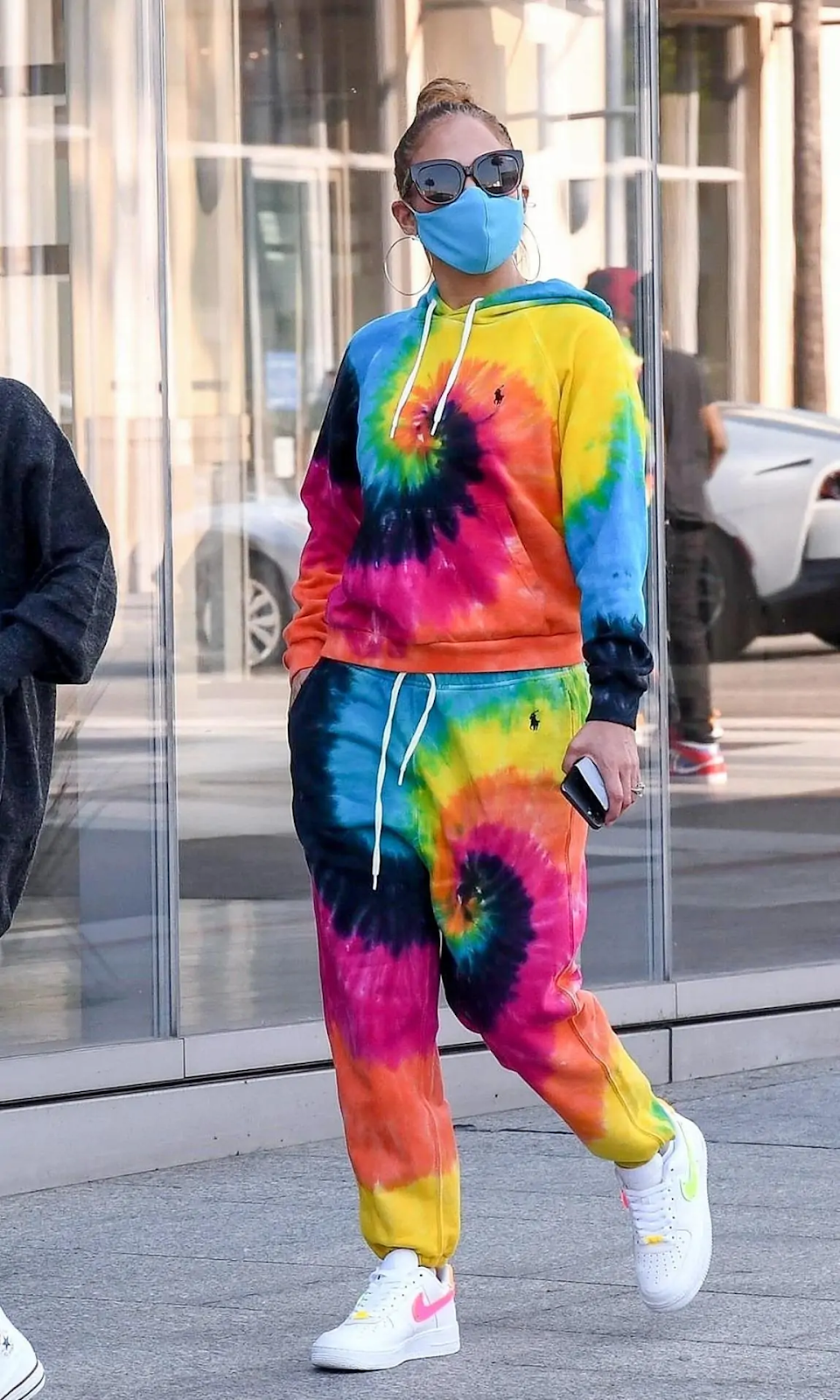 JLo wears a vibrant Ralph Lauren tie-dye set