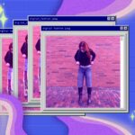 Digital composition rendering an early 2000’s computer screen, featuring the photo of the author used to try on digital fashion.